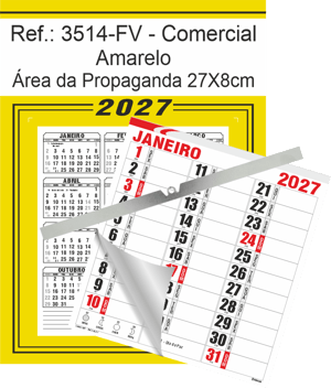 Calendário Comercial de Parede com ou sem Vareta Ref.: 3514-FV
