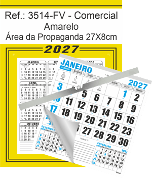 Calendário Comercial de Parede com ou sem Vareta Ref.: 3514-FV