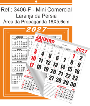 Calendário Mini Comercial de Parede com Furo Ref.: 3406-F