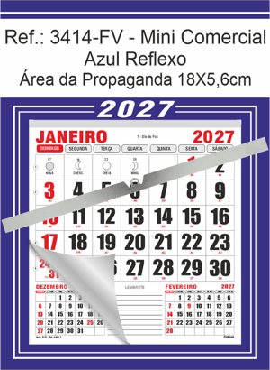 Calendário Mini Comercial de Parede com ou sem Vareta Ref.: 3402-FV
