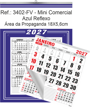 Calendário Mini Comercial de Parede com ou sem Vareta Ref.: 3402-FV