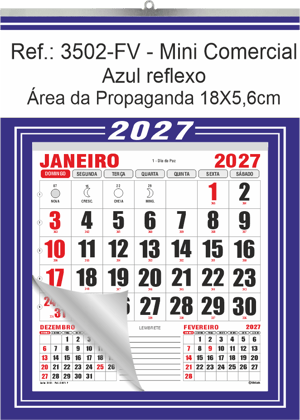 Calendário Mini Comercial de Parede com ou sem Vareta Ref.: 3402-FV