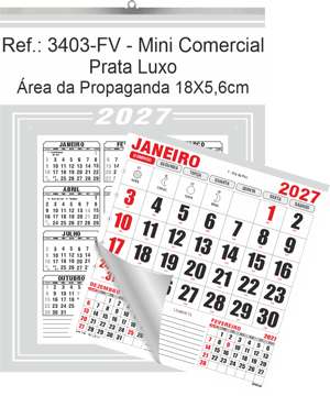 Calendário Mini Comercial de Parede com ou sem Vareta Ref.: 3403-FV