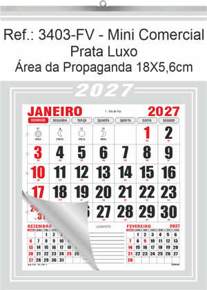 Calendário Mini Comercial de Parede com ou sem Vareta Ref.: 3403-FV