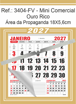 Calendário Mini Comercial de Parede com ou sem Vareta Ref.: 3404-FV