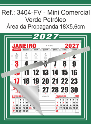 Calendário Mini Comercial de Parede com ou sem Vareta Ref.: 3405-FV