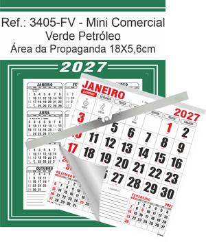 Calendário Mini Comercial de Parede com ou sem Vareta Ref.: 3405-FV