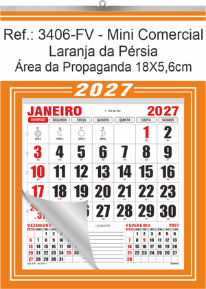 Calendário Mini Comercial de Parede com ou sem  Vareta Ref.: 3406-FV