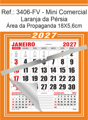 Calendário Mini Comercial de Parede com ou sem  Vareta Ref.: 3406-FV