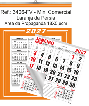 Calendário Mini Comercial de Parede com ou sem  Vareta Ref.: 3406-FV