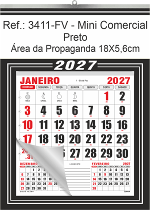Calendário Mini Comercial de Parede com ou sem Vareta Ref.: 3411-FV