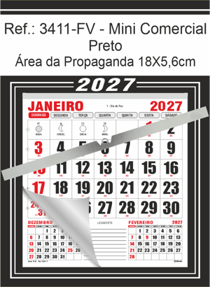 Calendário Mini Comercial de Parede com ou sem Vareta Ref.: 3411-FV