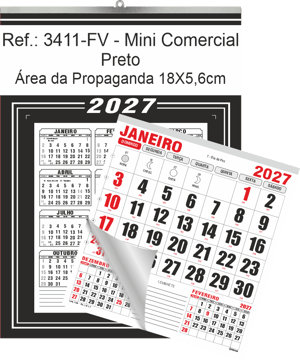 Calendário Mini Comercial de Parede com ou sem Vareta Ref.: 3411-FV
