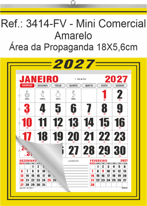 Calendário Mini Comercial de Parede com ou sem Vareta Ref.: 3414-FV
