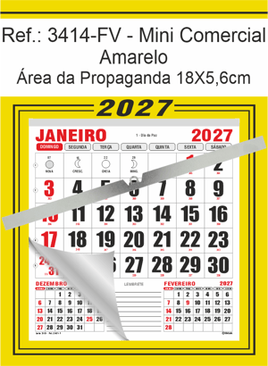 Calendário Mini Comercial de Parede com ou sem Vareta Ref.: 3414-FV