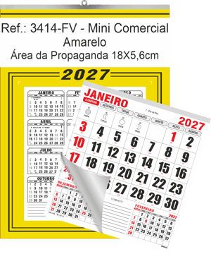 Calendário Mini Comercial de Parede com ou sem Vareta Ref.: 3414-FV