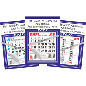Calendário Comercial de Parede com ou sem Vareta Ref.: 3502-FV