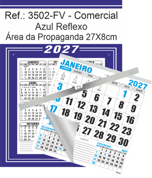 Calendário Comercial de Parede com ou sem Vareta Ref.: 3502-FV