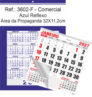 Calendário Comercial de Parede com Furo Ref.: 3602-F