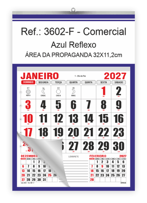 Calendário Comercial de Parede com Vareta Ref.: 3602-FV