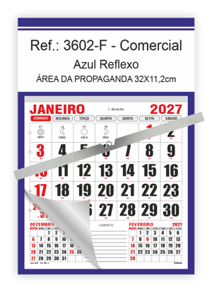 Calendário Comercial de Parede com Vareta Ref.: 3602-FV