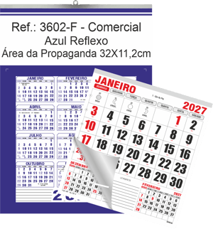 Calendário Comercial de Parede com Vareta Ref.: 3602-FV