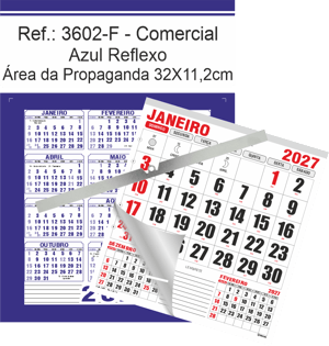 Calendário Comercial de Parede com Vareta Ref.: 3602-FV