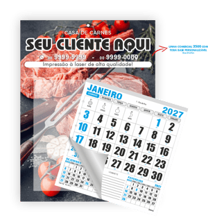 Calendário Comercial de Parede de Base Personalizável com Furo Ref.: 3500-P