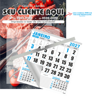 Calendário Comercial de Base Personalizável de Parede com Vareta Ref.: 3500-PV