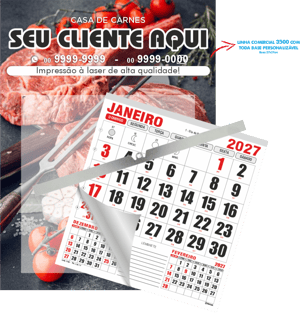 Calendário Comercial de Base Personalizável de Parede com Vareta Ref.: 3500-PV