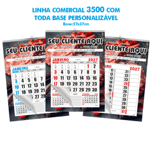 Calendário Comercial de Base Personalizável de Parede com Vareta Ref.: 3500-PV