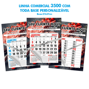 Calendário Comercial de Base Personalizável de Parede com Vareta Ref.: 3500-PV