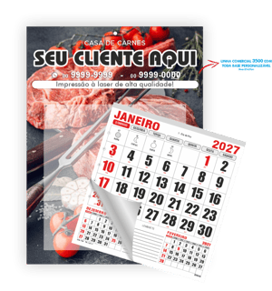 Calendário Comercial de Parede de Base Personalizável com Furo Ref.: 3500-P