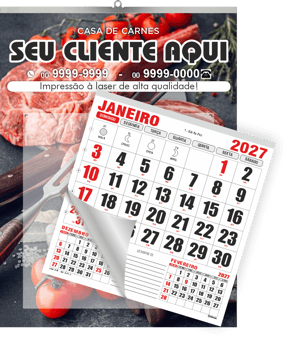 Calendário Mini Comercial de Base Personalizável de Parede com Vareta Ref.: 3400-PV