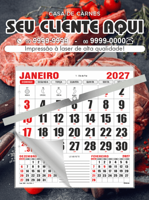 Calendário Mini Comercial de Base Personalizável de Parede com Vareta Ref.: 3400-PV