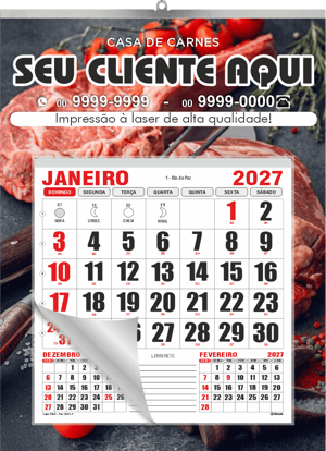 Calendário Mini Comercial de Base Personalizável de Parede com Vareta Ref.: 3400-PV