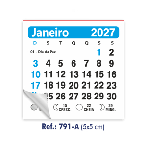 Mini Calendário Imã de Geladeira com Bloco 5x5cm - Refs.: 794-796-799