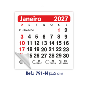 Mini Calendário Imã de Geladeira com Bloco 5x5cm - Refs.: 794-796-799