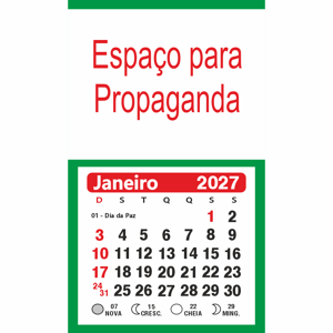 Mini Calendário Imã de Geladeira com Bloco 5x5cm - Refs.: 794-796-799