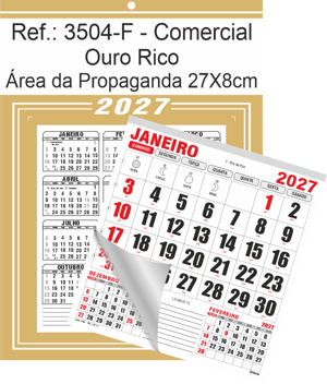 Calendário Comercial de Parede com Furo Ref.: 3504-F