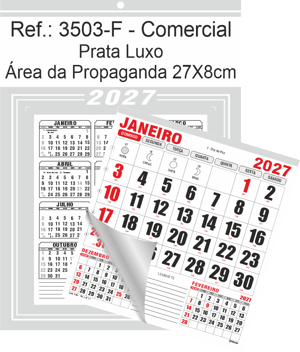 Calendário Comercial de Parede com Furo Ref.: 3503-F