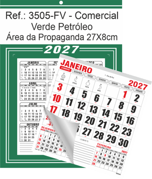 Calendário Comercial de Parede com Furo Ref.: 3505-F
