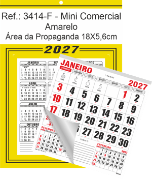 Calendário Mini Comercial de Parede com Furo Ref.: 3414-F