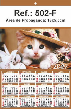 Folhinha de Parede Ref.: 502-F Base Duplex 250g 18x27 1 Cromo   