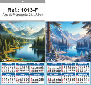 Folhinha de Parede Ref.: 1013-F Base Papel Couchê 115g | Cartela Duplex 250g 21,4x39cm 2 Cromos   