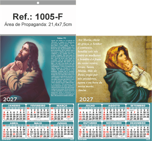 Folhinha de Parede Ref.: 1005-F Base Papel Couchê 115g | Cartela Duplex 250g 21,4x39cm 2 Cromos   
