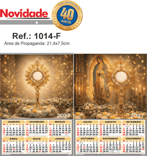 Folhinha de Parede Ref.: 1014-F Base Papel Couchê 115g | Cartela Duplex 250g 21,4x39cm 2 Cromos   