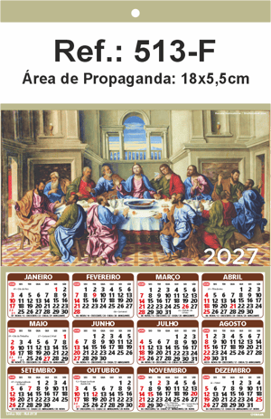 Folhinha de Parede Ref.: 513-F Base Duplex 250g 18x27 1 Cromo   