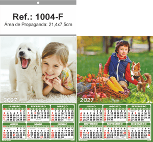 Folhinha de Parede Ref.: 1004-F Base Papel Couchê 115g | Cartela Duplex 250g 21,4x39cm 2 Cromos   