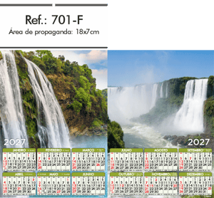 Folhinha de Parede Ref.: 701-F Base Papel Couchê 115g | Cartela Alta Alvura 180g 18x33 2 Cromos   